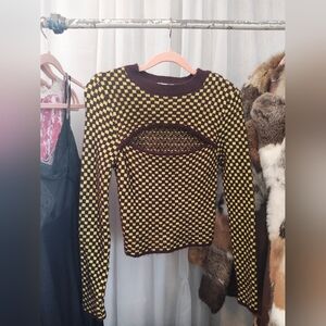 Zara Checkered Cutout Sweater